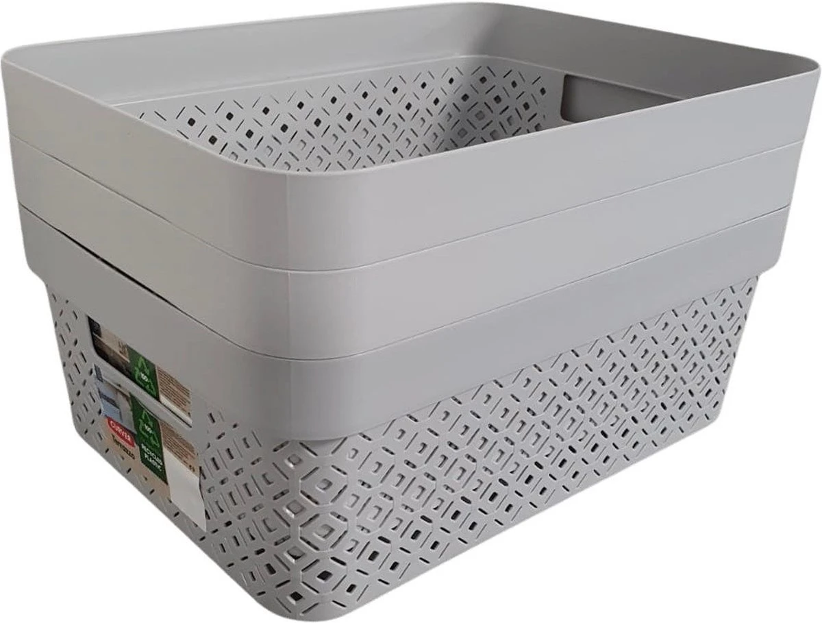 Curver A4 11Liter Opbergmanden Recycled Opbergmand - 3 Stuks - Terrazzo Grey 3 Curver A4 11Liter Opbergmanden Recycled Opbergmand - 3 Stuks - Terrazzo Grey