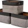 LifeGoods Opbergmand - 3 Stuks - Kast Organizer - 20 L - Textiel - Grijs