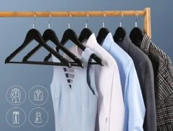 Massief Houten Kledinghangers Zwart Set 24 Stuks Met Anti Slip Kleerhangers Hout Met Broekhangers -Thuisopslag 1200x910 3