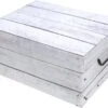 Excellent Houseware Opbergdoos/opberg Box Van Karton Met Hout Print Wit 37 X 30 X 16 Cm - Doos Met Deksel En Handvatten