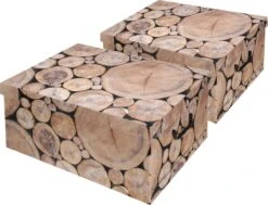 Merkloos Set Van 2x Stuks Opbergdoos/opberg Box Van Karton Met Boomstam Print Bruin 37 X 30 X 16 Cm - Doos Met Deksel En Handvatten