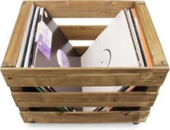 United Entertainment - Vintage Houten Krat Voor 100 Vinyl Platen – LP Krat Hout Op Wielen – 46x34x36 Cm - Bruin -Thuisopslag 1200x923 8