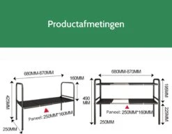 Gootsteenkast Organizer - 2 Laags - Gootsteenrek - Pannenrek - Uitrekbaar - Zwart - Voor Gootsteen, Keukenkast, Badkamer, Keukenlade, Bureau -Thuisopslag 1200x935 1