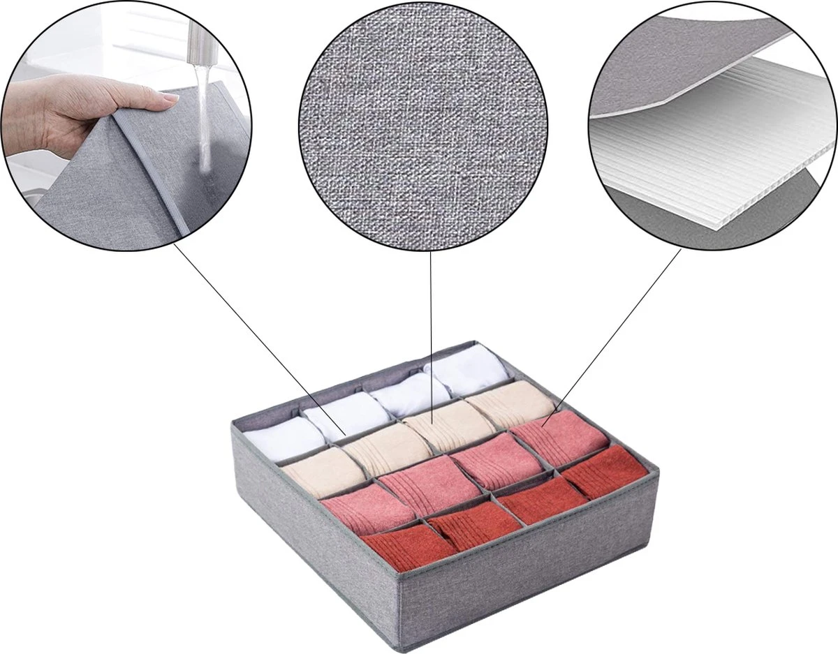 Organizer Ondergoed & BH - 3 Stuks - Grijs - Verdeler Voor Lingerie En Sokken Voor In Kast Of Lade - Kastverdeler - Ladeorganizer 5 Organizer Ondergoed & BH - 3 Stuks - Grijs - Verdeler Voor Lingerie En Sokken Voor In Kast Of Lade - Kastverdeler - Ladeorganizer - Afbeelding 3