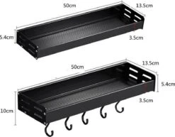 Merkloos TDR - Kruidenrek - Ophangbaar - Inclusief 6 Verplaatsbare Haken Voor Keukengereedschap - 50 Cm - Zwart -Thuisopslag 1200x938