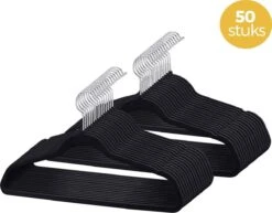 LifeGoods Kledinghangers - 50 Stuks - Antislip - Buigbaar - Zwart/Velvet