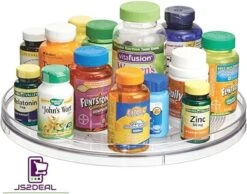 Draaiplateau Transparant ⌀ 27cm Lage Rand 4,5cm - Keuken Organisator - Kruiden Draaiplateau - Badkamer Organisator - Lazy Susan -Thuisopslag 1200x942