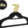Merkloos YT Home - 50 Anti-slip Suede Kleerhangers - Dunne Kledinghangers Met Fluweel - Zwart En Goud - Gouden Draaibare Metalen Haak -Thuisopslag 1200x942 3