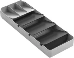 Tomado Metaltex - Verstelbare Bestekbak UniFit - Grijs - 90 Stukken Servies - Sorteervakken Verstelbaar & Uitschuifbaar Van 40 Tot 49 Cm -Thuisopslag 1200x948