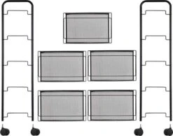 Buxibo Opbergrek 5 Laags Op Wieltjes Met Open Vakken - Opberg Rek Organizer Voor Keuken / Badkamer - Nisrek - Verrijdbare Ruimtebesparende Opbergkast Keuken / Badkamer Kast - Opbergrekje Met Wielen - Zwart -Thuisopslag 1200x948 4
