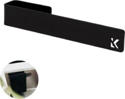 Kitchen Lab Co. Vaatdoek Caddy™ Met Plakstrip - Zwart RVS - Vaatdoekhouder - Gootsteen Organizer - Aanrecht Organiser