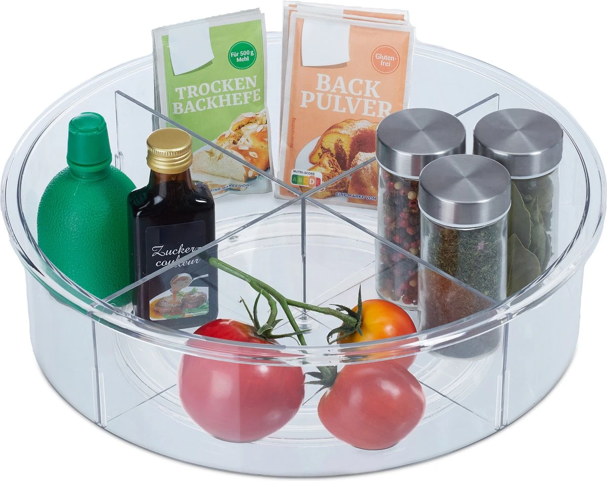 Relaxdays Koelkast Organizer - Draaiplateau - Ø: 30 Cm - Ijskast Opbergbak - Transparant 3 Relaxdays Koelkast Organizer - Draaiplateau - Ø: 30 Cm - Ijskast Opbergbak - Transparant