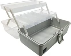 Merkloos Knutseldoos Plastic Naaidoos Met Handvat, Knutselkoffer Opbergdoos - Opbergkoffer Met Vakjes - Sorteerdoos Opbergbox GRIJS