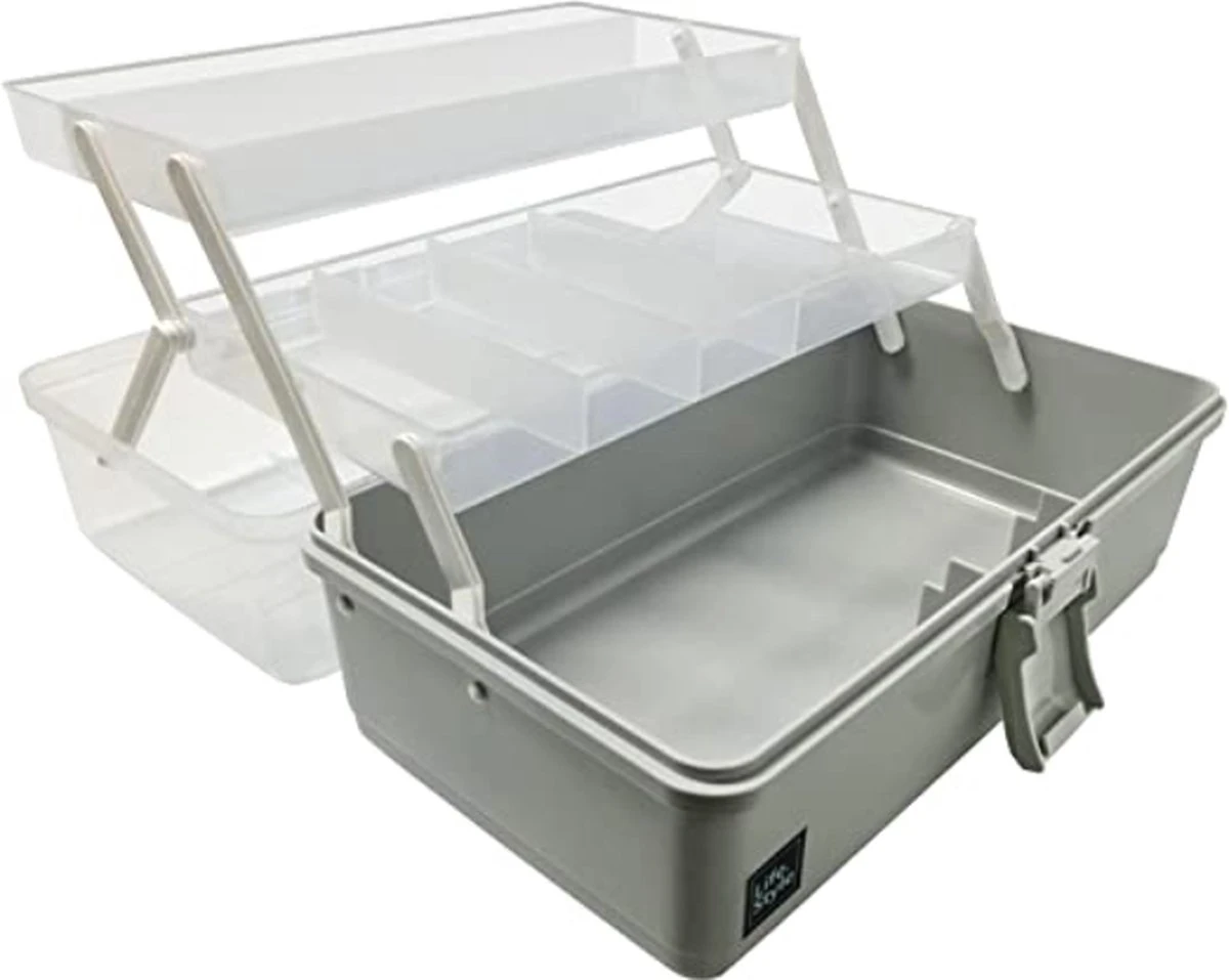 Merkloos Knutseldoos Plastic Naaidoos Met Handvat, Knutselkoffer Opbergdoos - Opbergkoffer Met Vakjes - Sorteerdoos Opbergbox GRIJS 3 Merkloos Knutseldoos Plastic Naaidoos Met Handvat, Knutselkoffer Opbergdoos - Opbergkoffer Met Vakjes - Sorteerdoos Opbergbox GRIJS