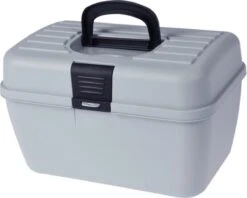 Merkloos Opbergbox/opbergkoffertje 2-laags Blauw/grijs