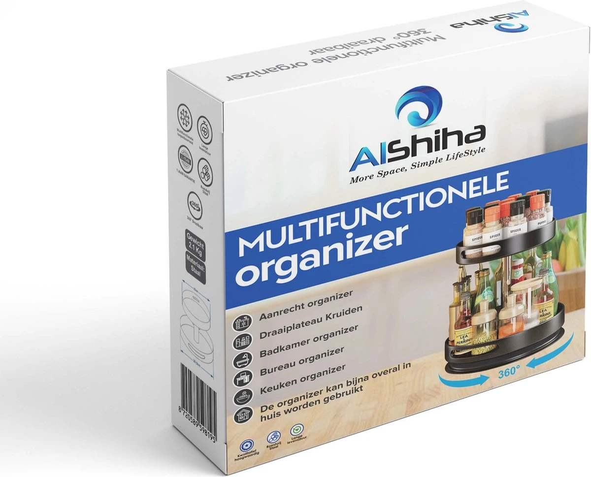 AlShiha® Organizer- Draaiplateau - 2 Laags(Zwart) - Keuken Organizers - Aanrecht Organiser - Draaischijf - Badkamer Organizer - Make Up Organizer - Kruidenrek - Kast Organizer - Keukenkast Organizer 5 AlShiha® Organizer- Draaiplateau - 2 Laags(Zwart) - Keuken Organizers - Aanrecht Organiser - Draaischijf - Badkamer Organizer - Make Up Organizer - Kruidenrek - Kast Organizer - Keukenkast Organizer - Afbeelding 3
