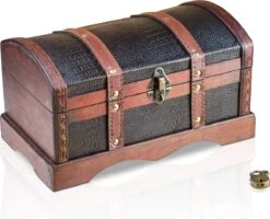 Brynnberg Schatkist "Croco 30x17x16cm" - Grote Schatkist, Zwart Imitatie Krokodillenleer Patroon Hout Met Deksel, Slot En Sleutel, Piratenkist Afsluitbaar, Opbergkist -Thuisopslag 1200x971 1