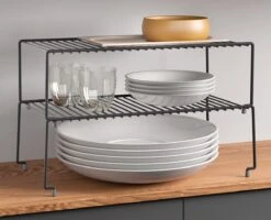 Tomado Metaltex - Stabiele Stapelbare Opberger - Brooklyn - 47x23cm - Zwart - Anti-slip - Voor Borden, Schaaltjes En Kopjes - Sterk - Video -Thuisopslag 1200x973 2