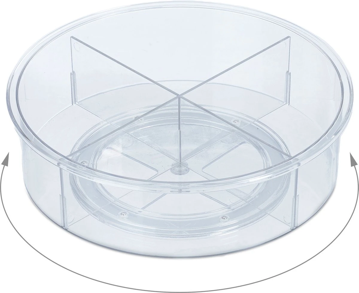 Relaxdays Koelkast Organizer - Draaiplateau - Ø: 30 Cm - Ijskast Opbergbak - Transparant 6 Relaxdays Koelkast Organizer - Draaiplateau - Ø: 30 Cm - Ijskast Opbergbak - Transparant - Afbeelding 4