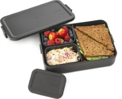 Brabantia Make & Take Bento Lunchbox Incl Bentobox - Large - Kunststof - Dark Grey -Thuisopslag 1200x979