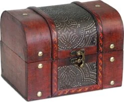 Brynnberg Schatkist 18x13x13cm Houten Schatkist Vintage Look Piratenjacht Hout Massief Bruin Koloniale Stijl Kist Boerenkist Hout Piratenkist Geldkist