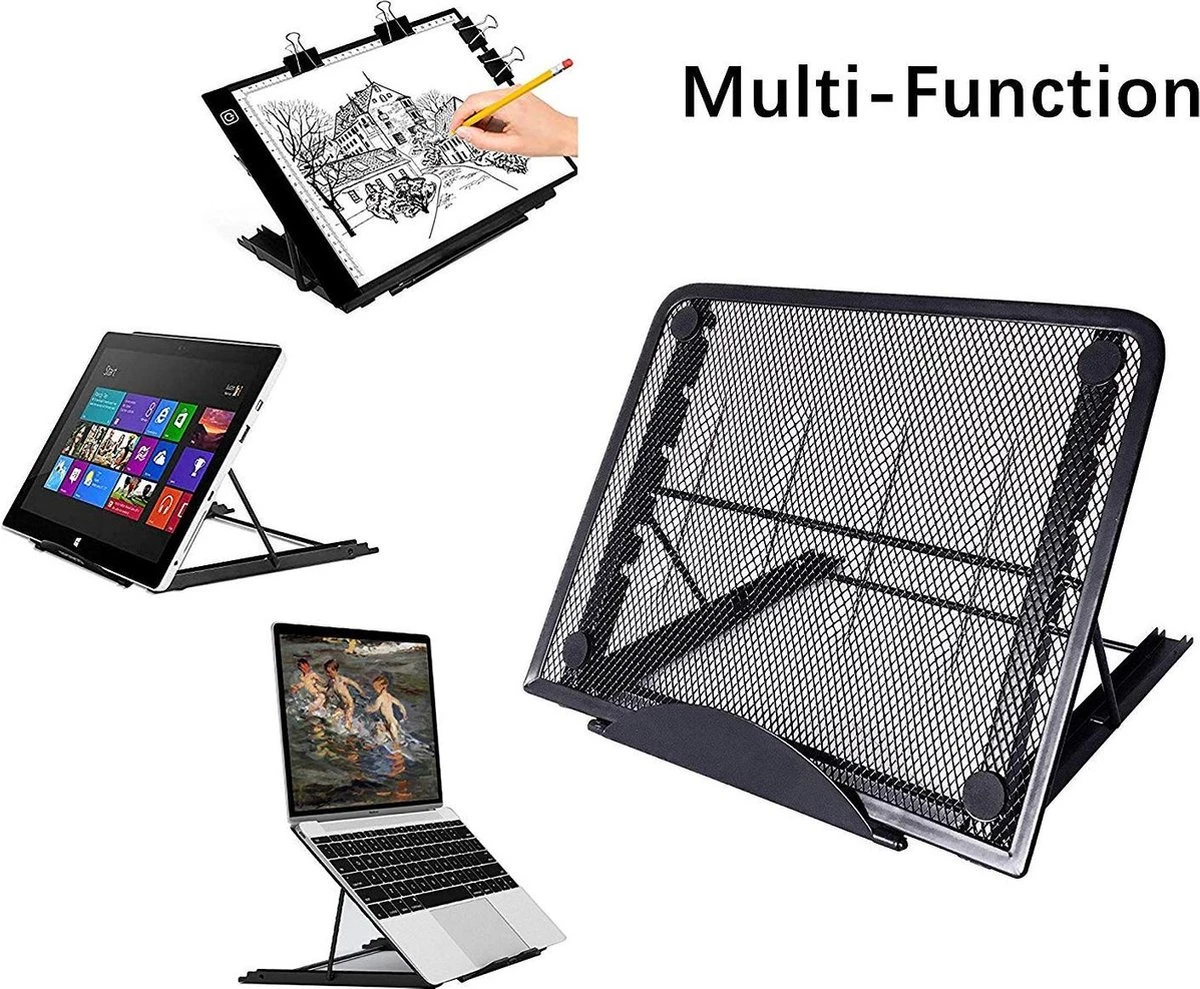 Merkloos Universele Tablet & LED A4 Lightpad Diamond Painting & Kookboek Standaard - Bureau Tafel Houder Staander - Inklapbaar & Verstelbaar, Zwart 7 Merkloos Universele Tablet & LED A4 Lightpad Diamond Painting & Kookboek Standaard - Bureau Tafel Houder Staander - Inklapbaar & Verstelbaar, Zwart - Afbeelding 5