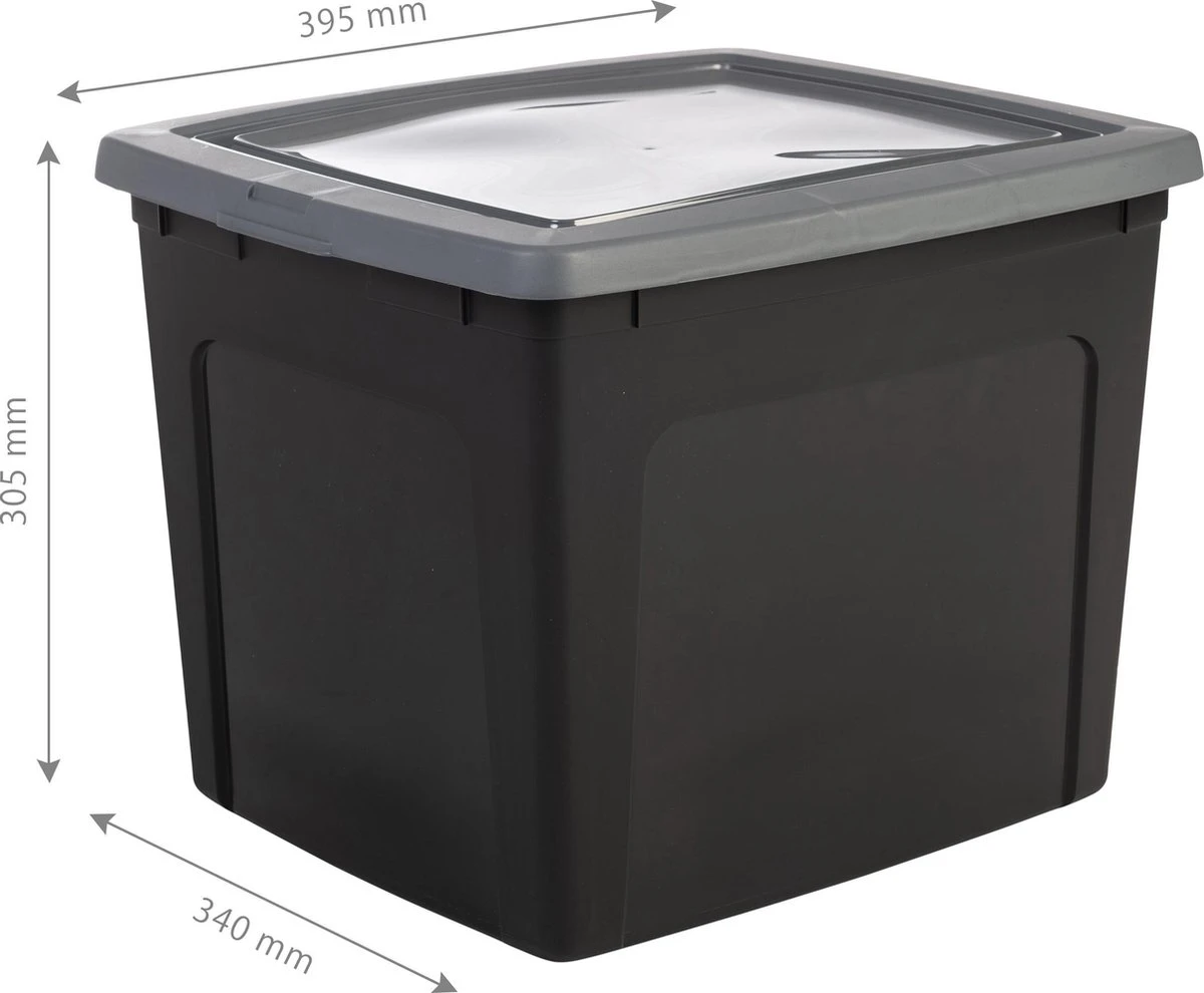 Iris Ohyama Modular Clearbox Opbergbox - 30L - Kunststof - Zwart/Grijs - Set Van 3 5 Iris Ohyama Modular Clearbox Opbergbox - 30L - Kunststof - Zwart/Grijs - Set Van 3 - Afbeelding 3