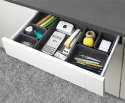 De Millennials 7 Delige Organizer - Ladeverdeler - Organizer Bureau - Lade Bakjes - Opbergbakjes - Mandjes - Make Up Bakjes - Lade Verdeler - Opberg Mandjes - Opbergmand - Donkergrijs -Thuisopslag 1200x991