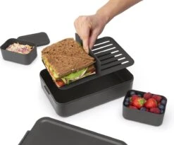 Brabantia Make & Take Bento Lunchbox Incl Bentobox - Large - Kunststof - Dark Grey -Thuisopslag 1200x996