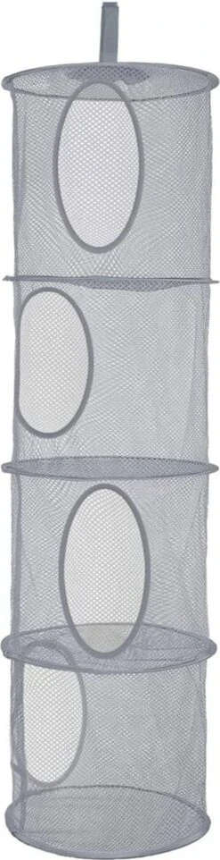 Merkloos Hangende Opberger - Grijs - Opbergzak Hangend Voor Kinderkamer - Opvouwbaar - 4 Vakken - Organizer Hangend