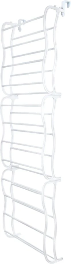 Eleganca Schoenenrek Hangend – Schoenenkast – Geschikt Voor Stompe Rondom Vlakke Deuren – Schoenenrek Voor 24 Tot 36 Paar Schoenen – Deurhanger – Deurrek – Ruimtebesparende Schoenenbank – Schoenenopberger – Kunststof/Metaal – Wit -Thuisopslag 326x1200