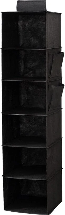 Merkloos Kast Organizer - 6 Vakken - Textiel - Zwart - Hangende Opberger - Organizer Hangend - Kleding Opberger - Kledingkast Organizer