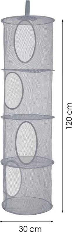 Merkloos Hangende Opberger - Grijs - Opbergzak Hangend Voor Kinderkamer - Opvouwbaar - 4 Vakken - Organizer Hangend -Thuisopslag 377x1200