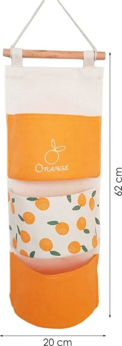 Merkloos Opbergzakken Linnen - 2 Stuks - Oranje / Wit - Muurorganizer - Wandorganizer -Hangende Opberger - Textiel - Organizer Voor Spullen - Opbergzak Hangend - Muurdecoratie -Thuisopslag 423x1200
