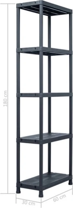 VidaXL Opbergrek 125 Kg 60x30x180 Cm Kunststof Zwart -Thuisopslag 426x1200