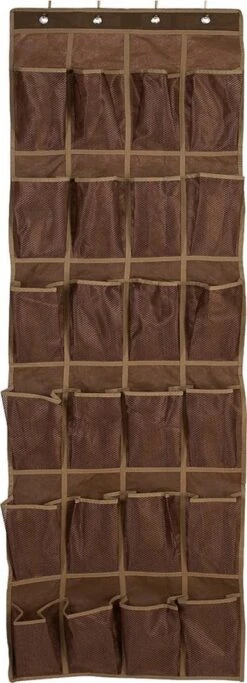 Schoenenkast Hangend - Schoenenzak 24 Vakken - Opbergen Van Schoenen Aan Deur - Schoenenzak Bruin - Oplossing Voor Rondslingerende Schoenen - Hoogwaardige Schoenenkast
