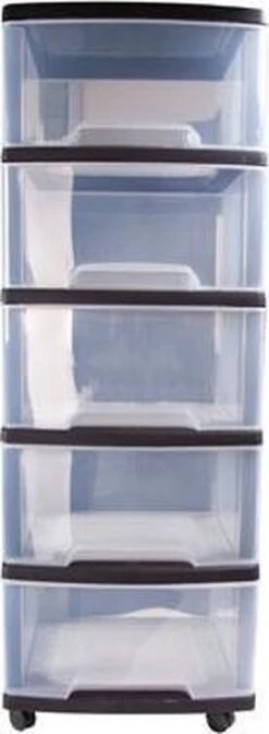 Curver Essentials Ladesysteem - 5x20 Liter - Zwart/transparant -Thuisopslag 441x1200