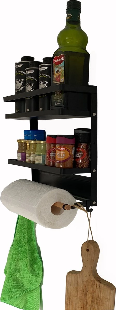 Chefs Cuisine Kruidenrek - Keukenrolhouder - Kruidenrek Ophangbaar - Keuken Organizers - Magnetisch Kruidenrek - Keukenrolhouder Hangend - Keukenrolhouder Zwart 4 Chefs Cuisine Kruidenrek - Keukenrolhouder - Kruidenrek Ophangbaar - Keuken Organizers - Magnetisch Kruidenrek - Keukenrolhouder Hangend - Keukenrolhouder Zwart - Afbeelding 2