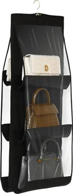 Merkloos Vastu Tassen Opbergsysteem (set Van 2) - Stofvrij - Zwart - Handtas Organizer - Kledingkast Organizer - Damestassen Organizer - Kledingrek Organizer -Thuisopslag 454x1200