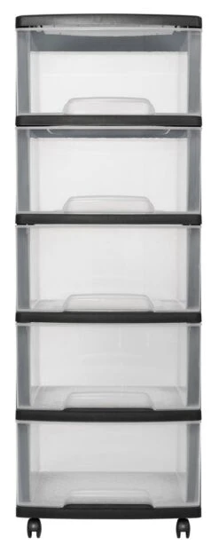 Curver Essentials Ladesysteem - 5x20 Liter - Zwart/transparant -Thuisopslag 476x1200