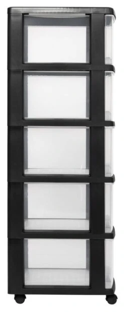 Curver Essentials Ladesysteem - 5x20 Liter - Zwart/transparant -Thuisopslag 479x1200