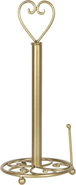 Clayre & Eef Keukenrolhouder Ø 18x39 Cm Goudkleurig Ijzer Rollenhouder Keukenpapier Houder