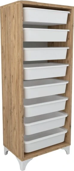 Kinderkast – Lichtbruin 8 Lades - Keukenkast - Speelgoedkast – Opbergkast Speelgoed – Opbergkast Kinderen – Ladekast – Ladenkastje – Ladenkastje Hout - Opbergkast Met Manden – Kinderkledingkast -Thuisopslag 518x1200 2