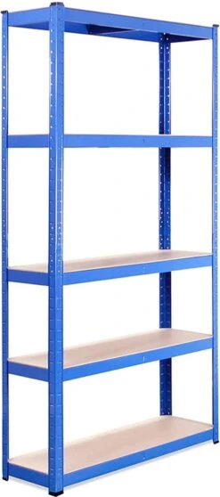 G-Rack Rekken Voor Zwaar Gebruik, 1 Blauwe Opslagplank 5 Vakken - Voor Kelder, Werkplaats, Berging, Garage - Metaal I 180 X 90 X 30 Cm I 175 Kg Belasting Per Plank (totaal 875 Kg) I 5 Jaar Garantie