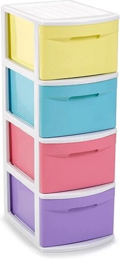 Ladekast/organizer Met 4 Lades Multi Kleuren - 39 X 28,5 X 78 Cm - Ladekasten/organisers Kantoor/woonartikelen