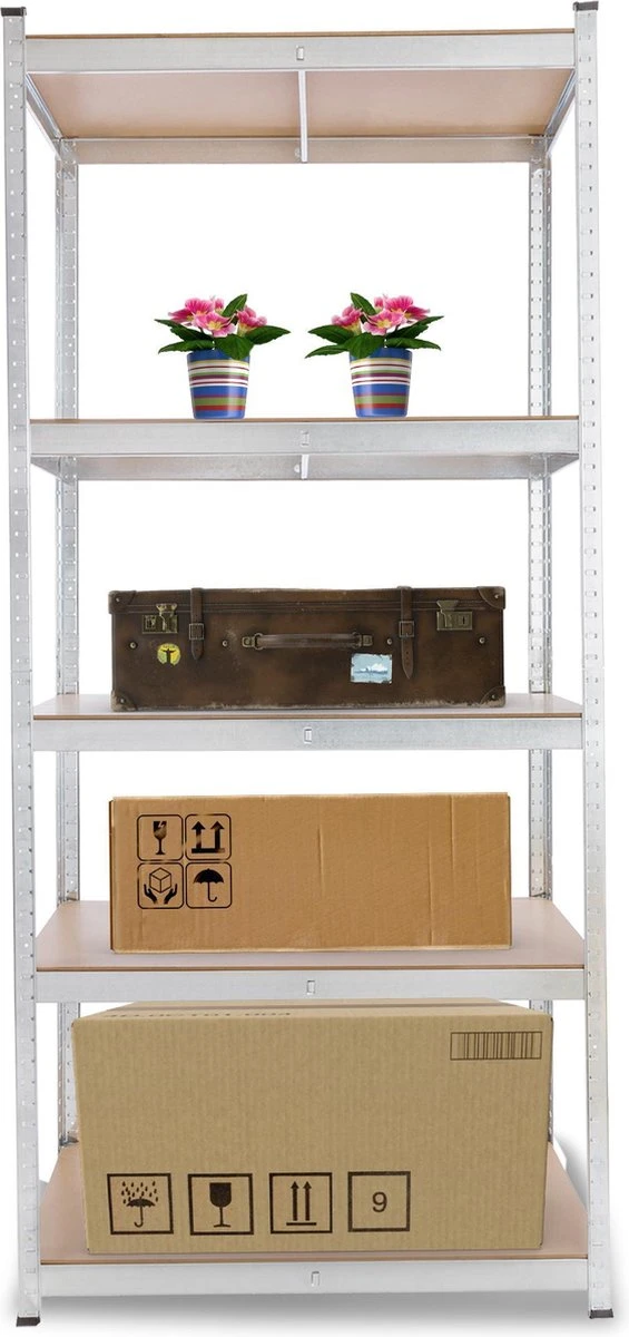 AREBOS Stellingkast - Opbergrek - 5 Planken - 1000 Kg Draagkracht - 90x45x200 Cm - Metaal/MDF - Te Gebruiken Als Werkbank 3 AREBOS Stellingkast - Opbergrek - 5 Planken - 1000 Kg Draagkracht - 90x45x200 Cm - Metaal/MDF - Te Gebruiken Als Werkbank