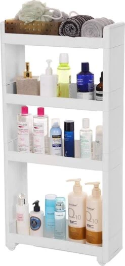 Songmics Smal Opbergrek 4-laags Met Wieltjes - Kunststof - Wit -Thuisopslag 566x1200 2