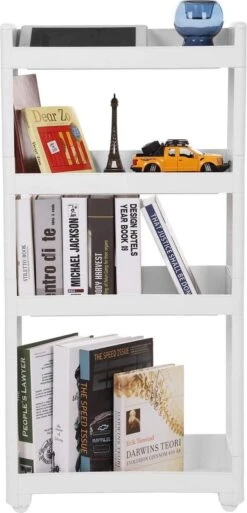 Songmics Smal Opbergrek 4-laags Met Wieltjes - Kunststof - Wit -Thuisopslag 578x1200 1