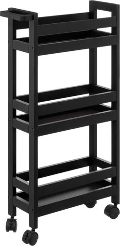 Five® Smalle Keukentrolley 3 Niveaus Zwart - Zwart - Decoratief