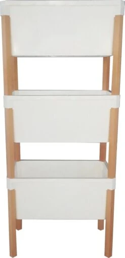 Tobeyz - Organizers 3 Vakken 80cm - Opberg Kratten - Stapelkratten - Stapelbare Manden - Bakken Om Spullen In Op Te Bergen - Wit